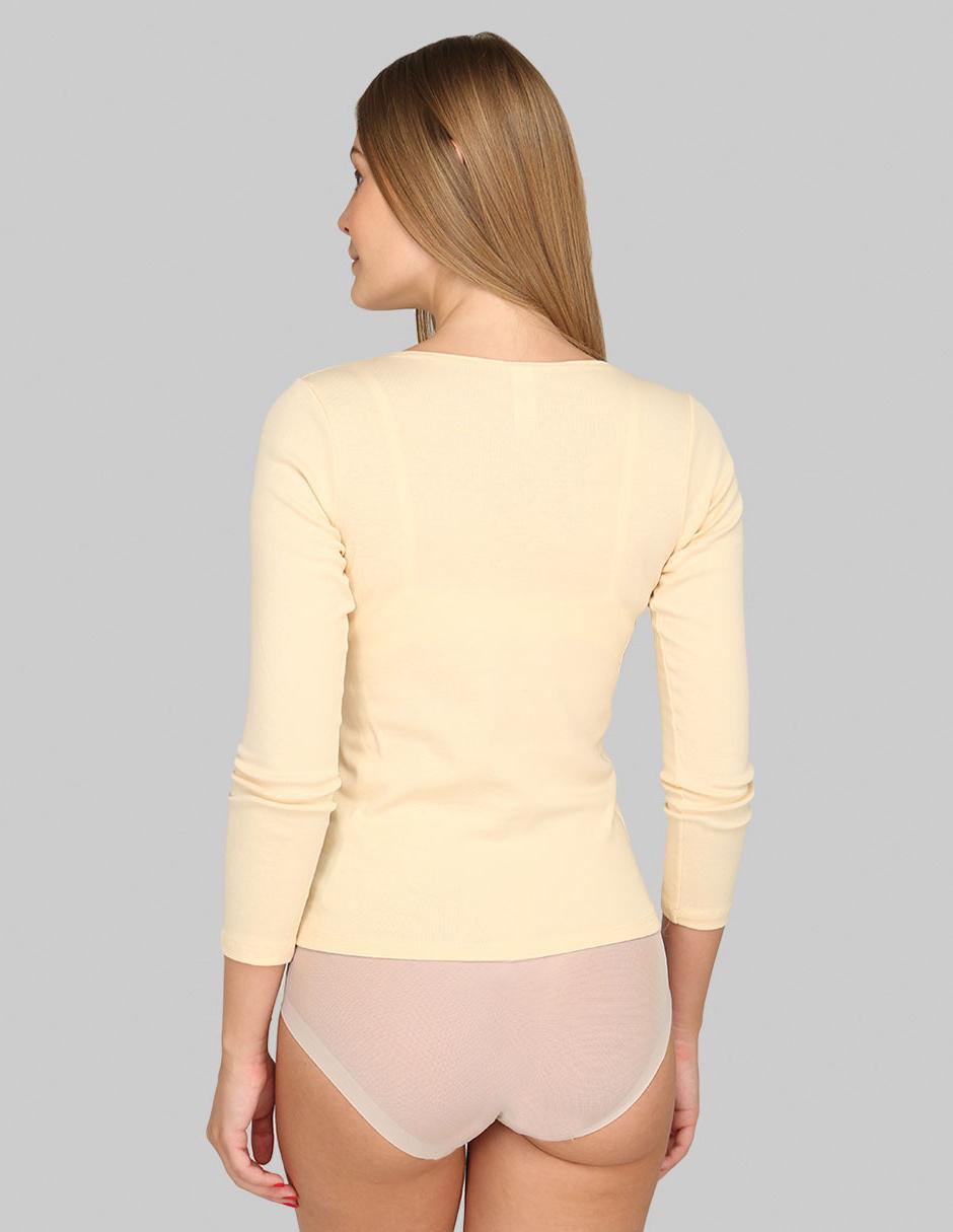 Camiseta cuello redondo manga larga para mujer 3