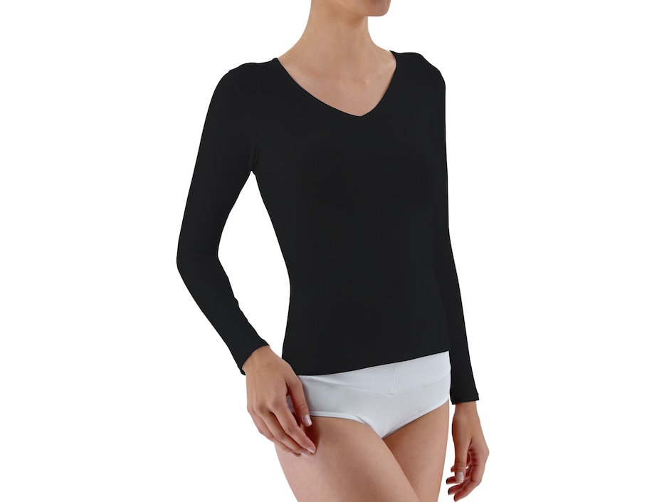 Playera manga larga cuello v mujer 1