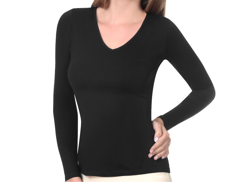 Playera manga larga cuello v mujer 2