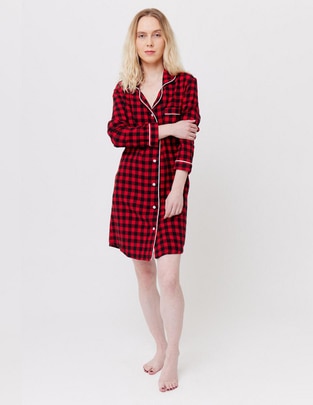Camisón estampado a cuadros de algodón
