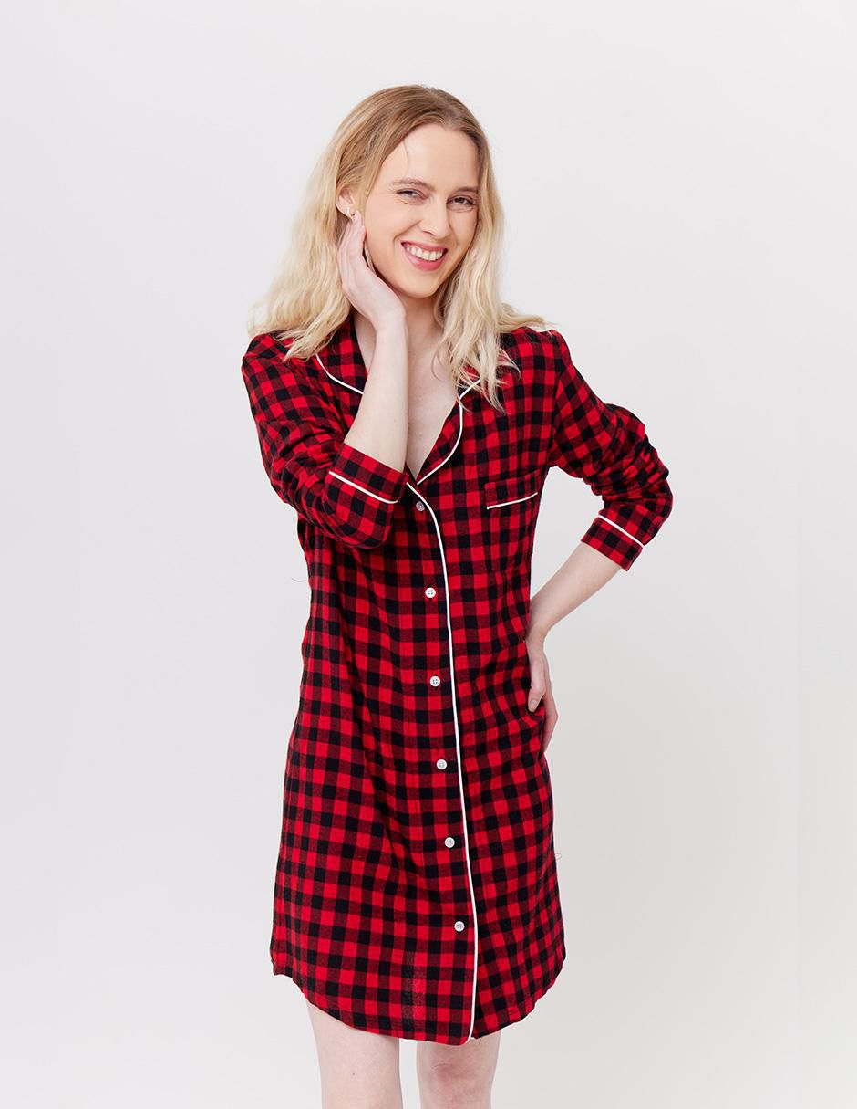 Camisón estampado a cuadros de algodón 3