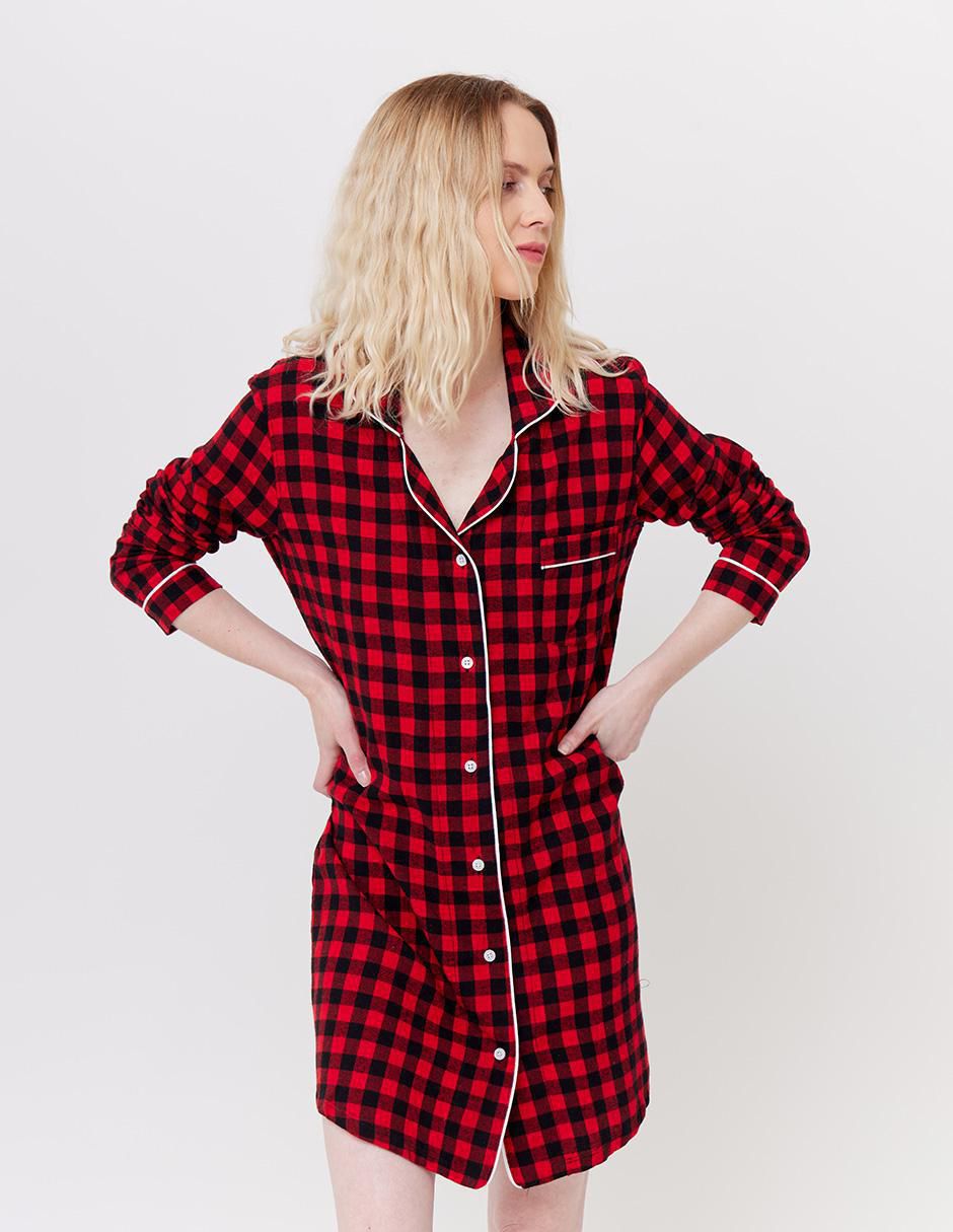 Camisón estampado a cuadros de algodón 2