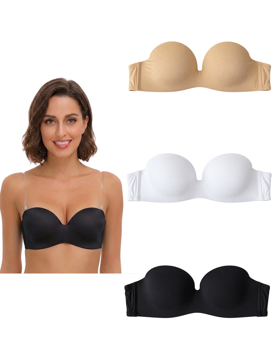 Set brassiere strapless copa removible seamless para mujer Set brassiere strapless copa removible seamless para mujer