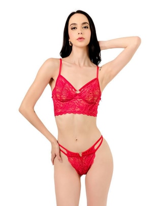Conjunto de bra y panty de encaje
