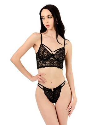 Conjunto de bra y panty Liu Liu de encaje