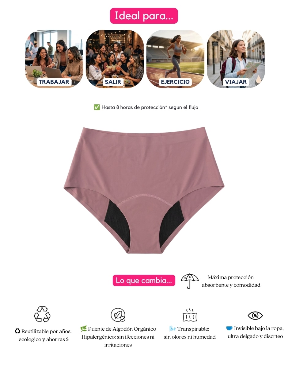 Panty menstrual flujo moderado 7