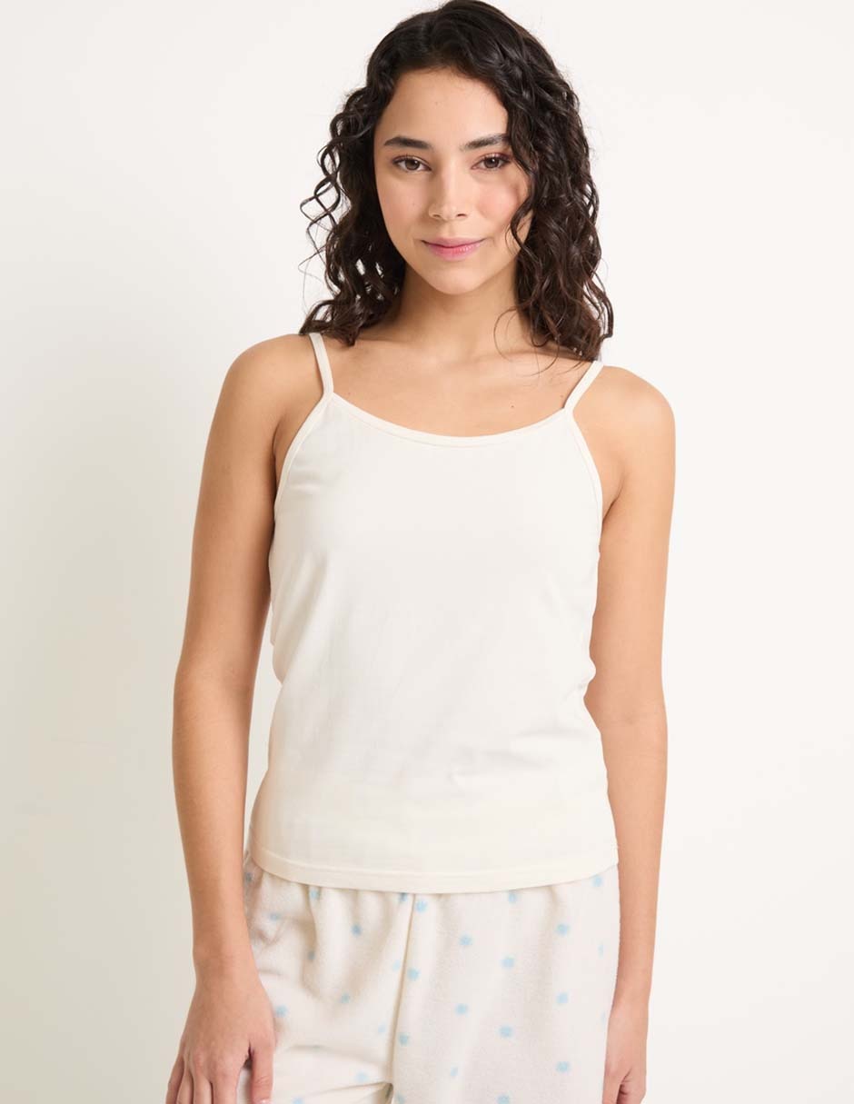 Top escote medio tirante ajustable Top escote medio tirante ajustable