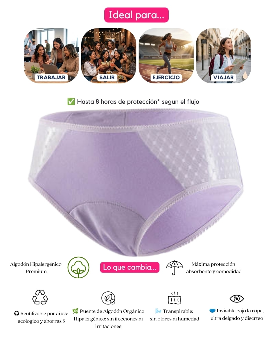 Panty menstrual flujo moderado 9