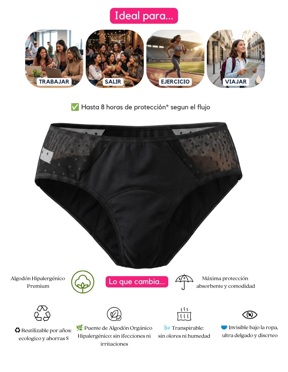 Panty menstrual flujo moderado 3