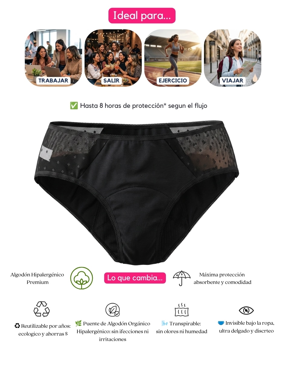 Panty menstrual flujo moderado 6