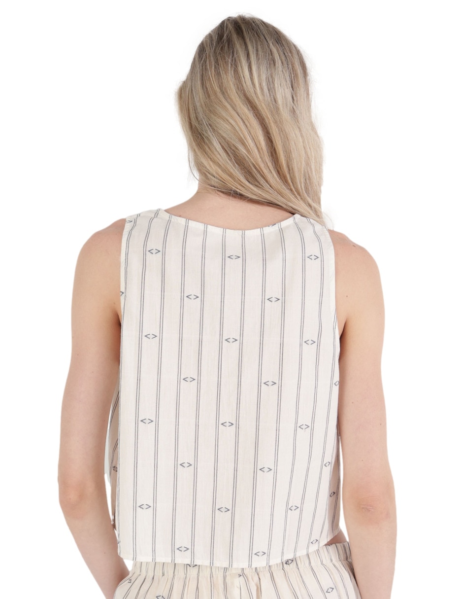 Playera pijama estampado a rayas para mujer 2
