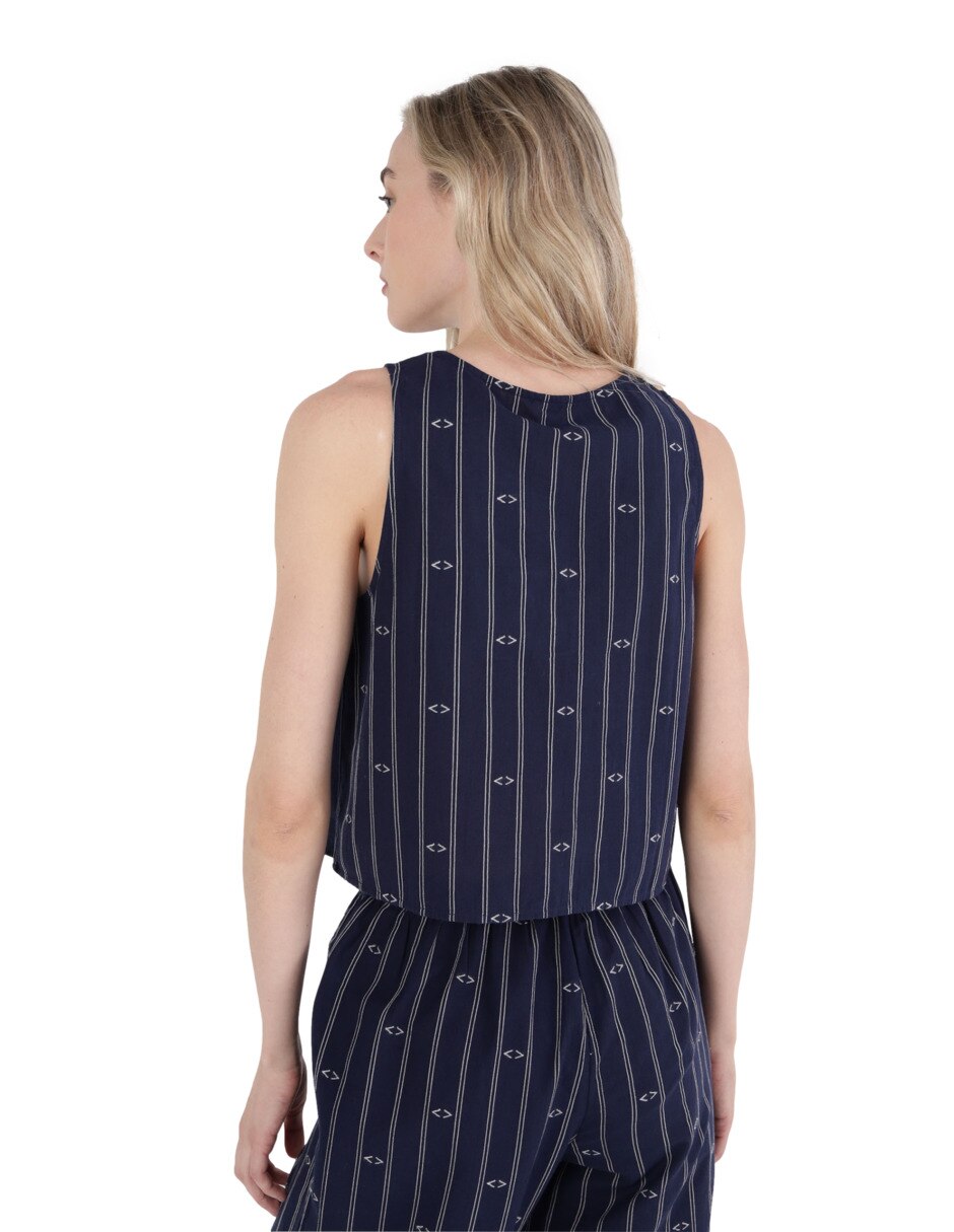 Playera pijama estampado a rayas para mujer 2