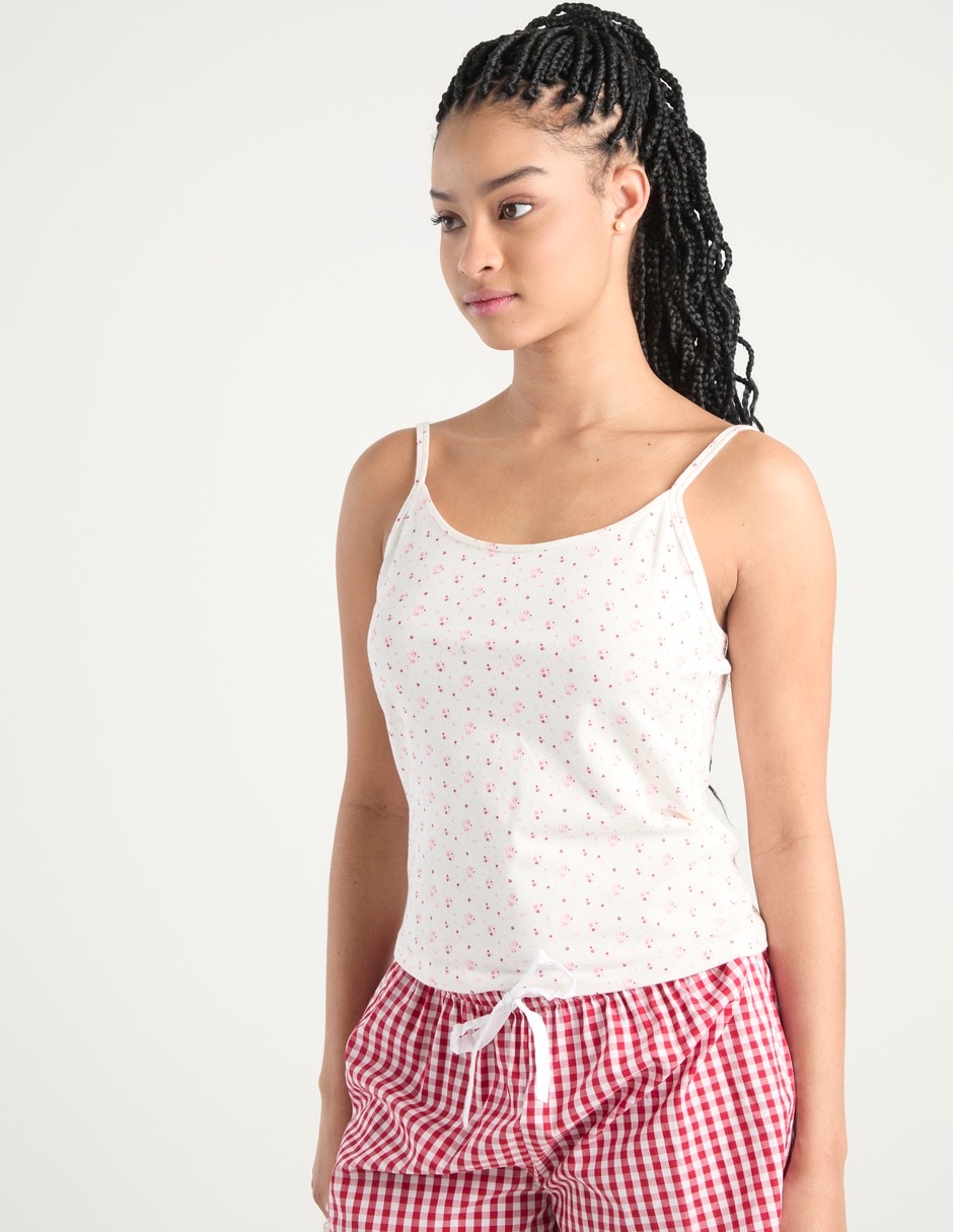 Top cuello redondo escote regular tirante ajustable