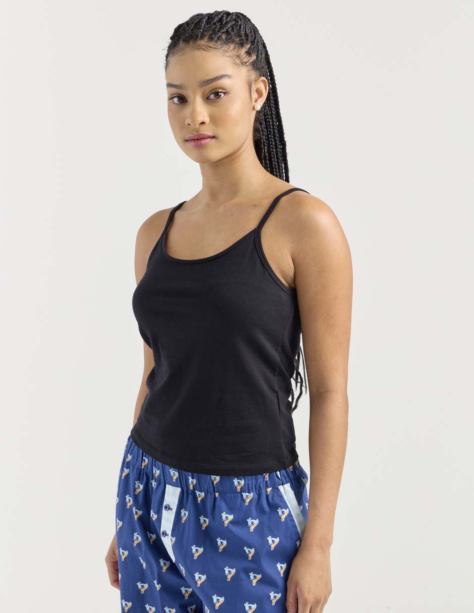 Top cuello redondo escote regular tirante ajustable