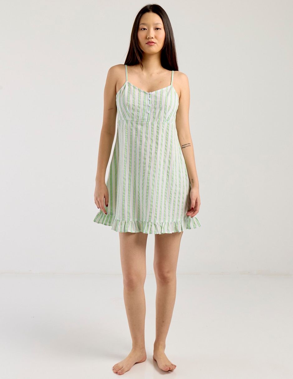 Camisón estampado a rayas de algodón 1