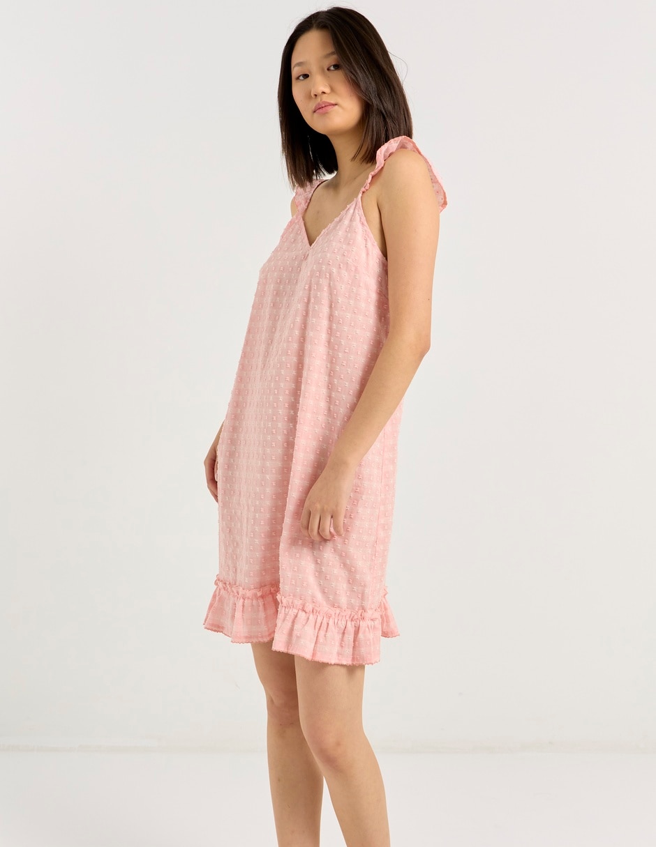 Camisón estampado a cuadros de algodón