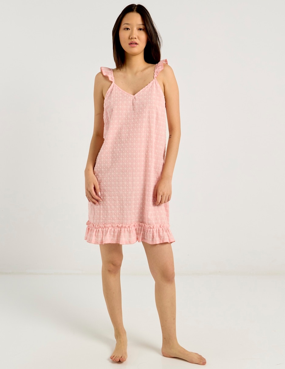 Camisón estampado a cuadros de algodón 5