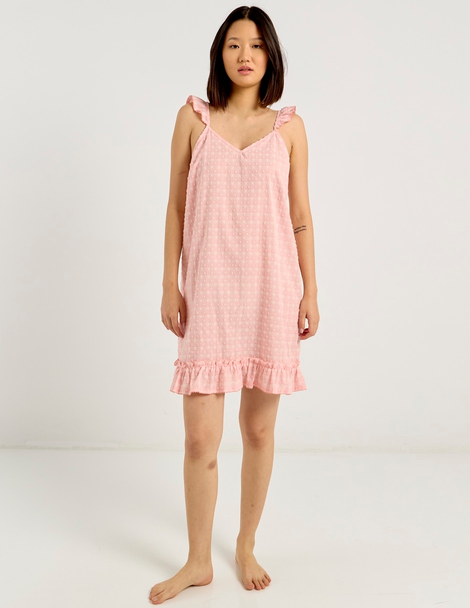 Camisón estampado a cuadros de algodón 4