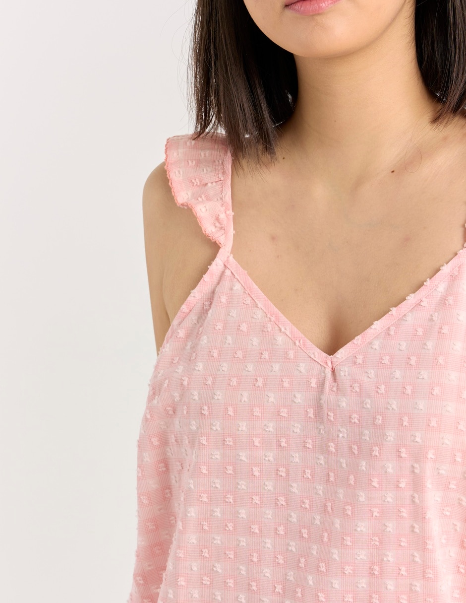 Camisón estampado a cuadros de algodón 3