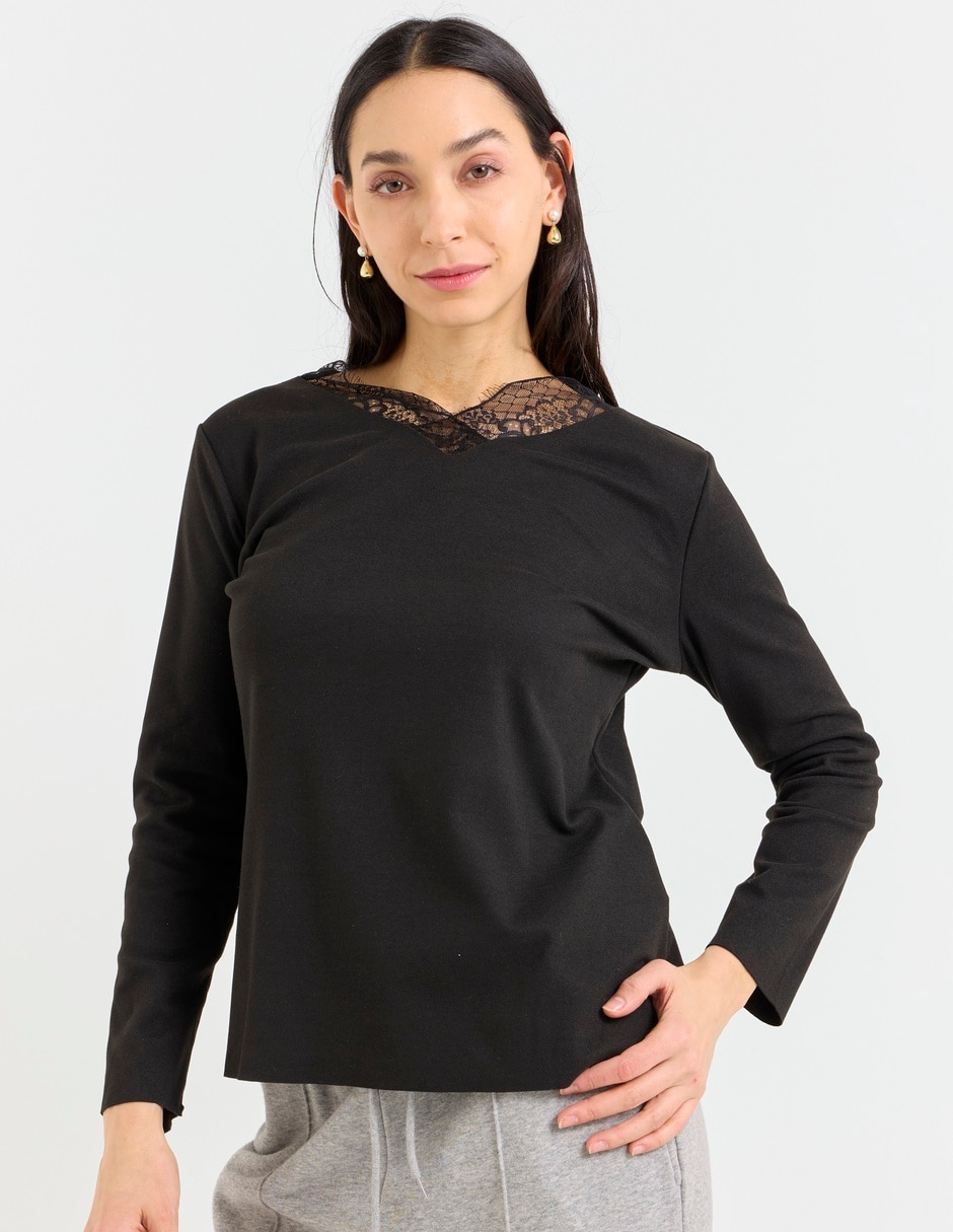 Camiseta Oscar Hackman cuello V medio manga larga