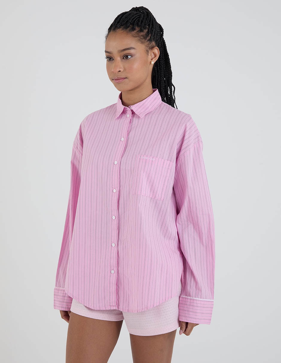 Playera pijama estampado a rayas para mujer 1