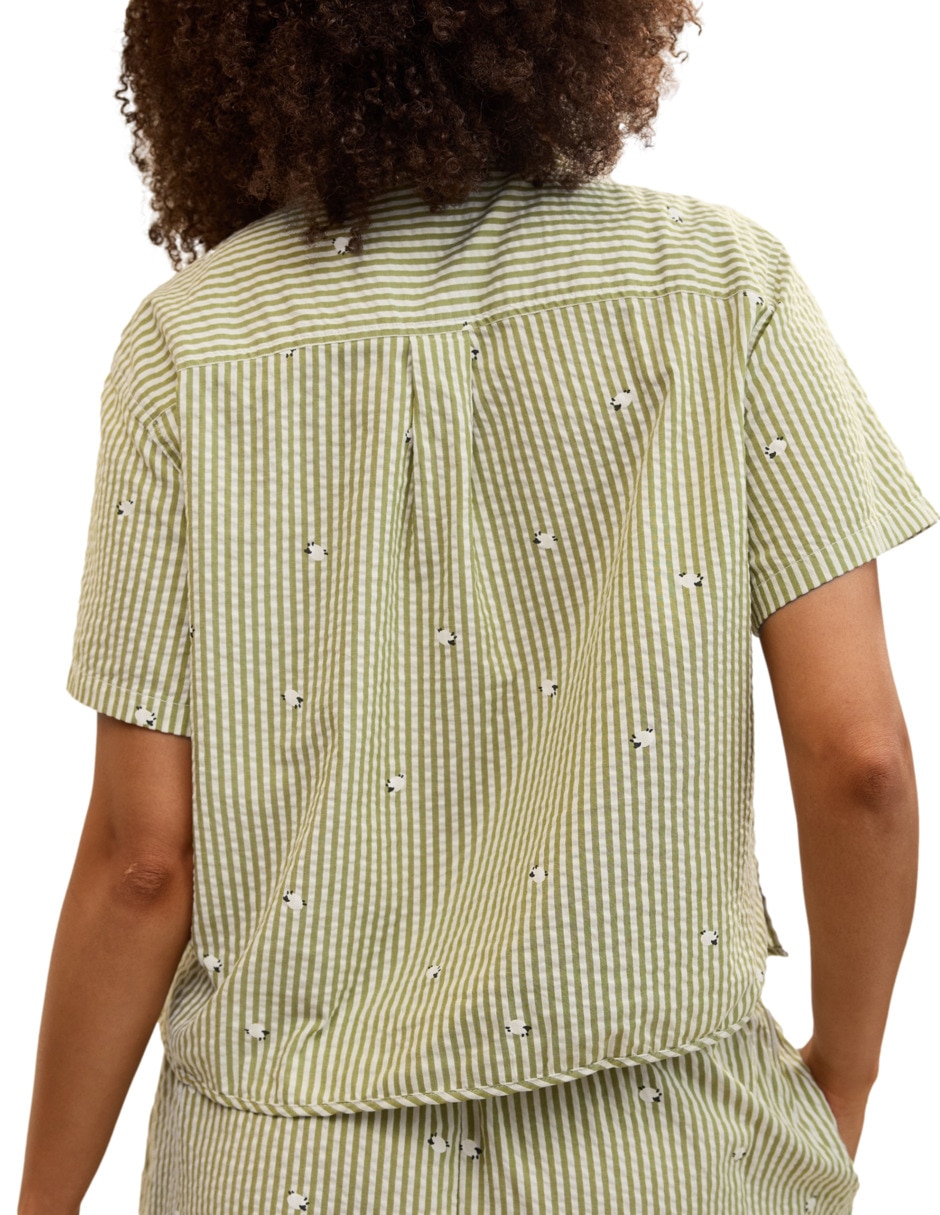 Playera pijama estampado a rayas para mujer 5