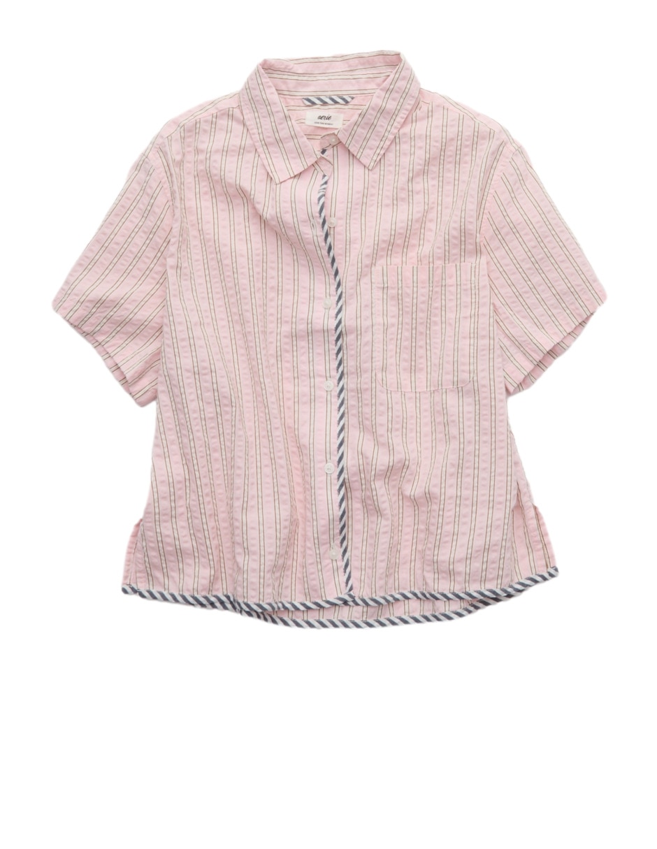 Playera pijama estampado a rayas para mujer