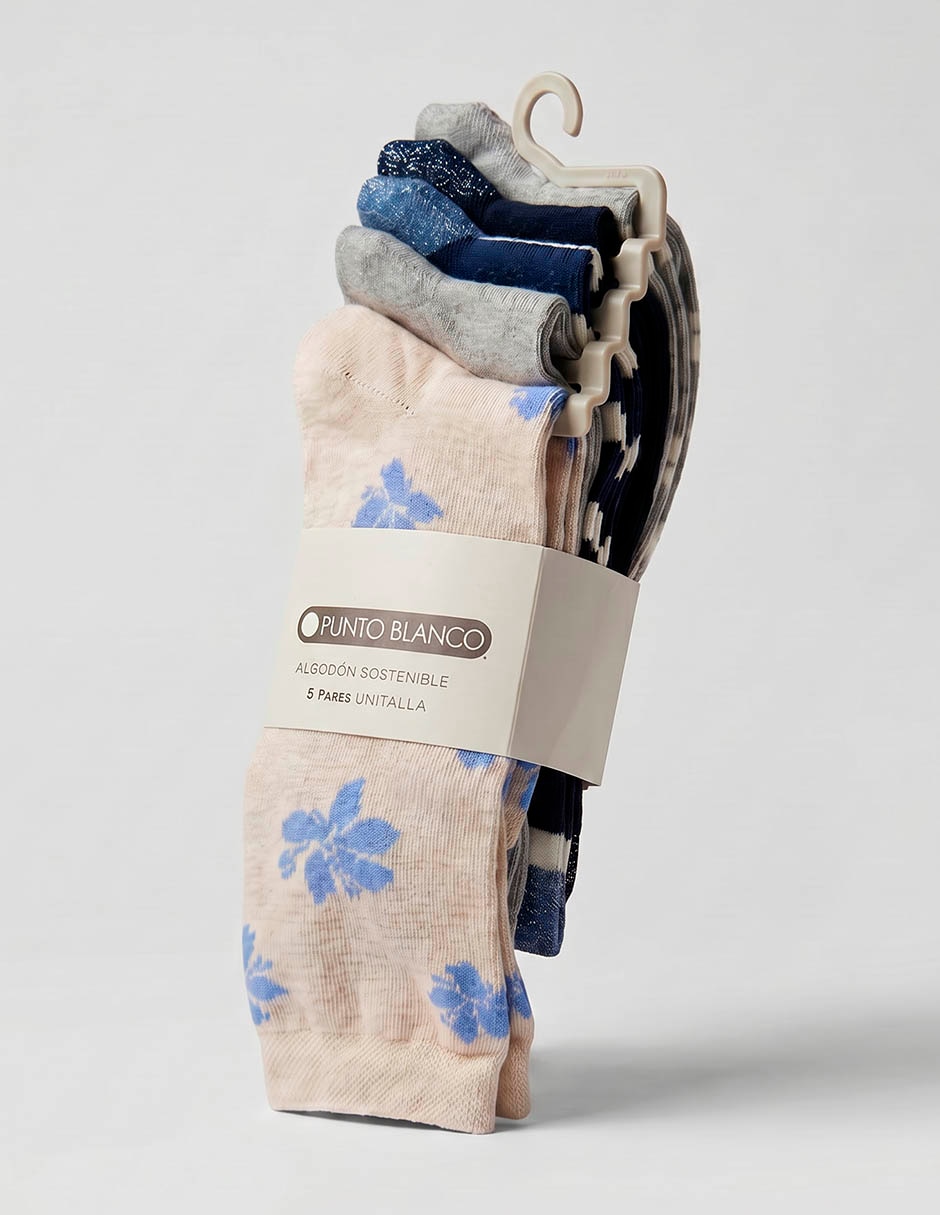 Calcetín comfort punto blanco "de" algodón "para mujer" 5 pares