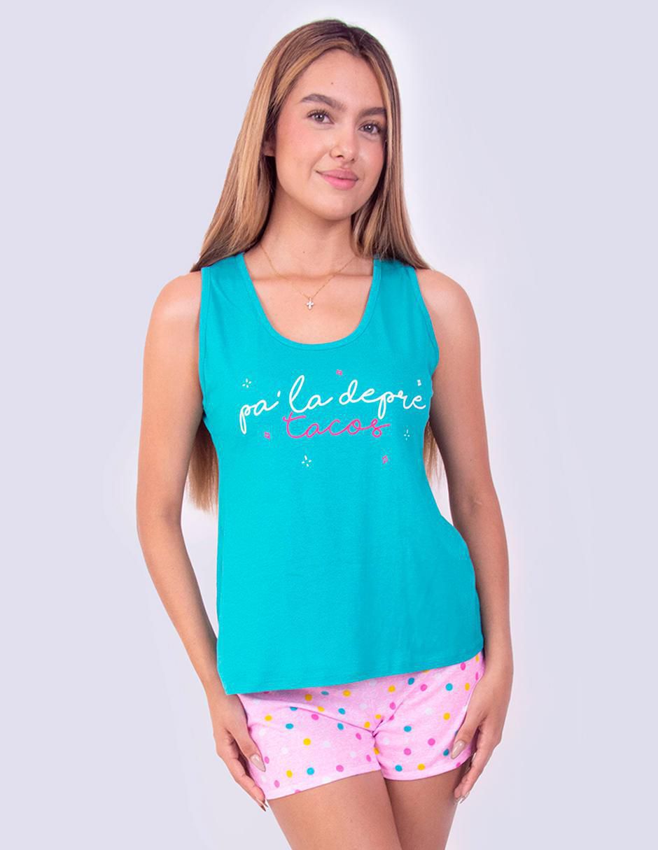 Pijama short algodón para mujer