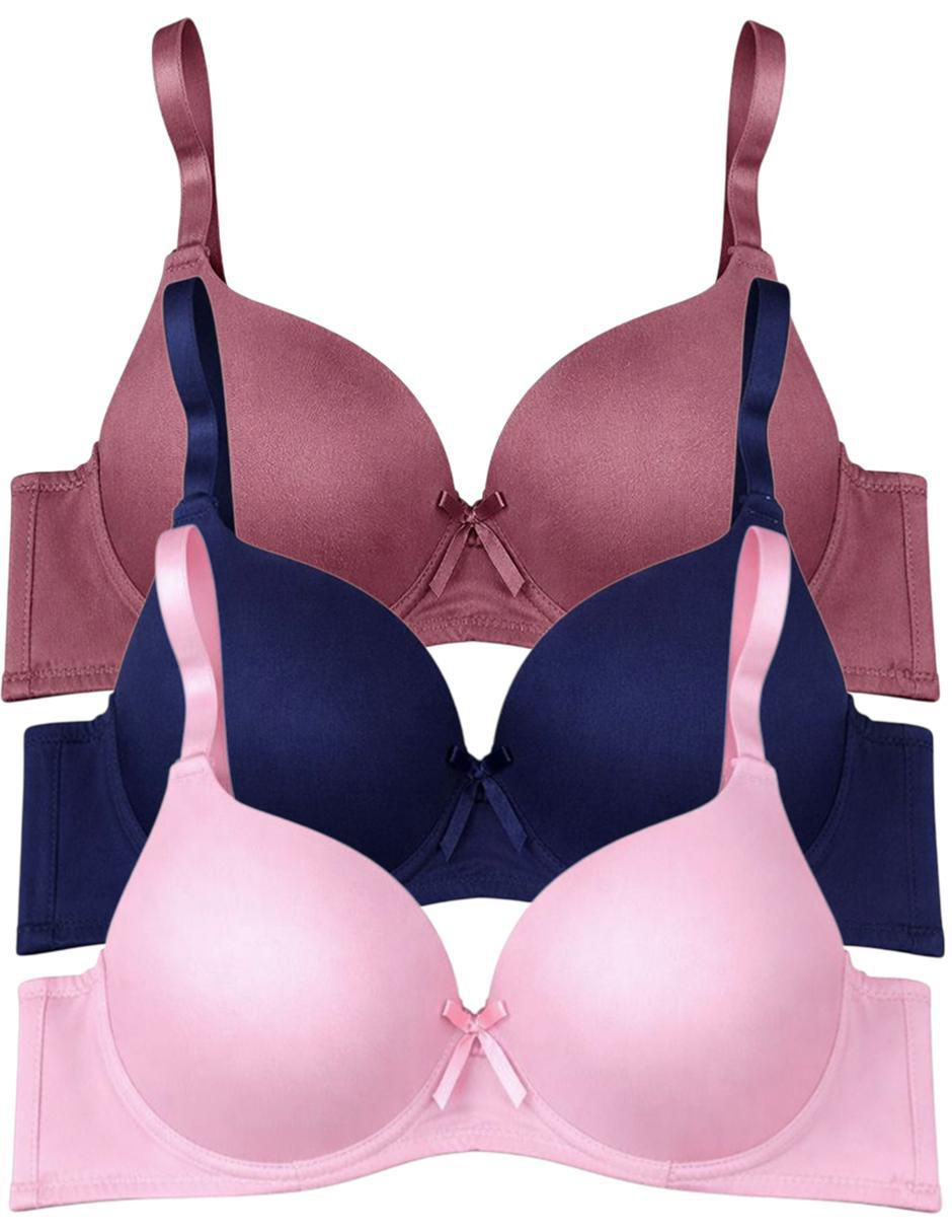 Set brassiere demi tatys fashion copa doble push up seamless para mujer