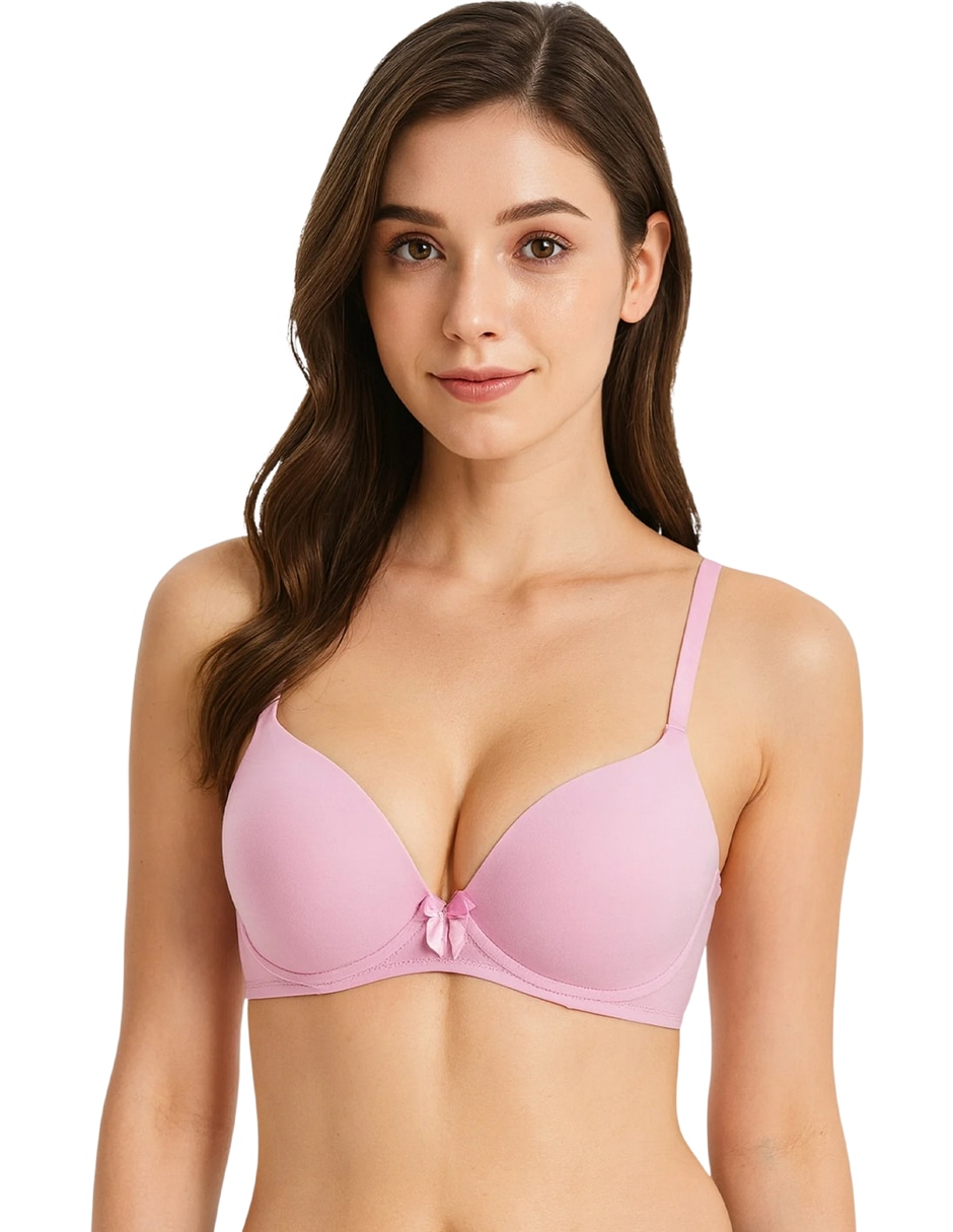 Set brassiere demi tatys fashion copa doble push up seamless para mujer