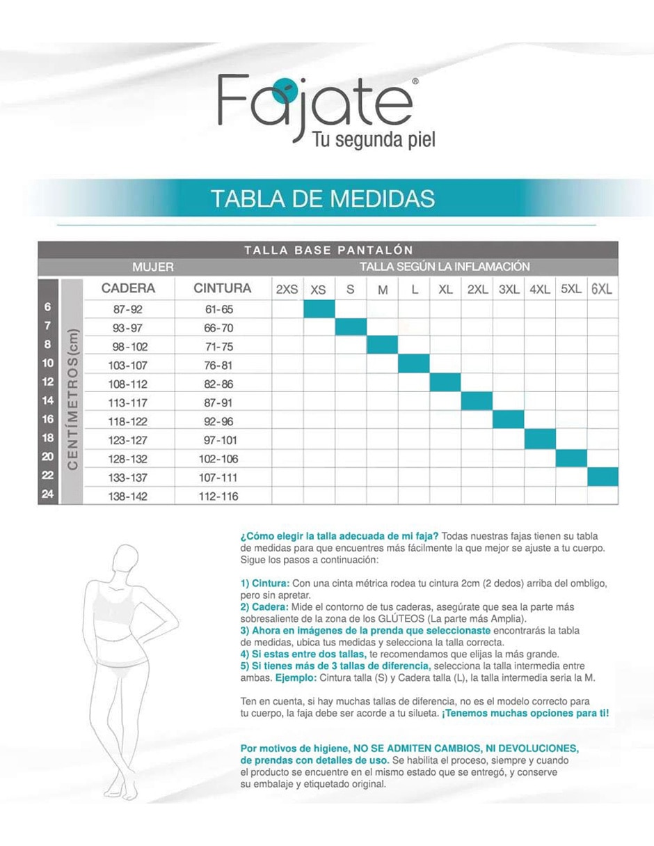Faja postoperatoria fajate con compresión media para mujer