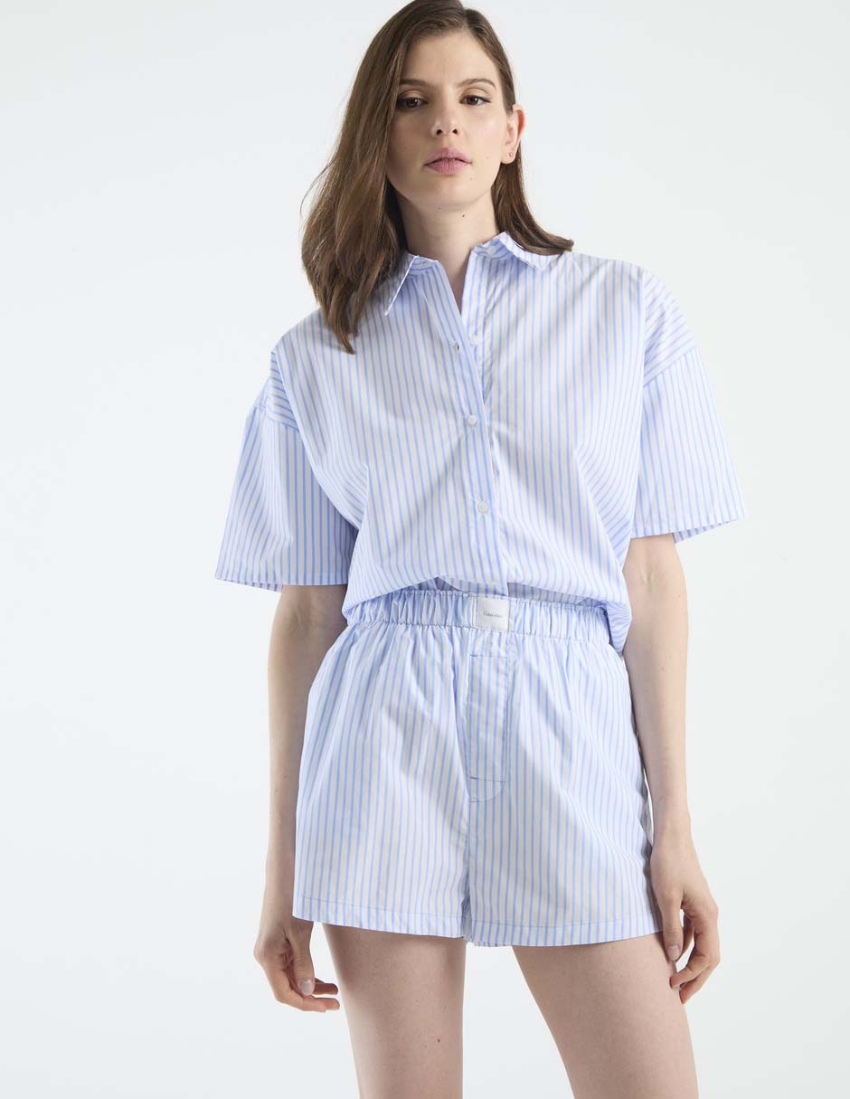 Pijama short a rayas de algodón para mujer Pijama short a rayas de algodón para mujer