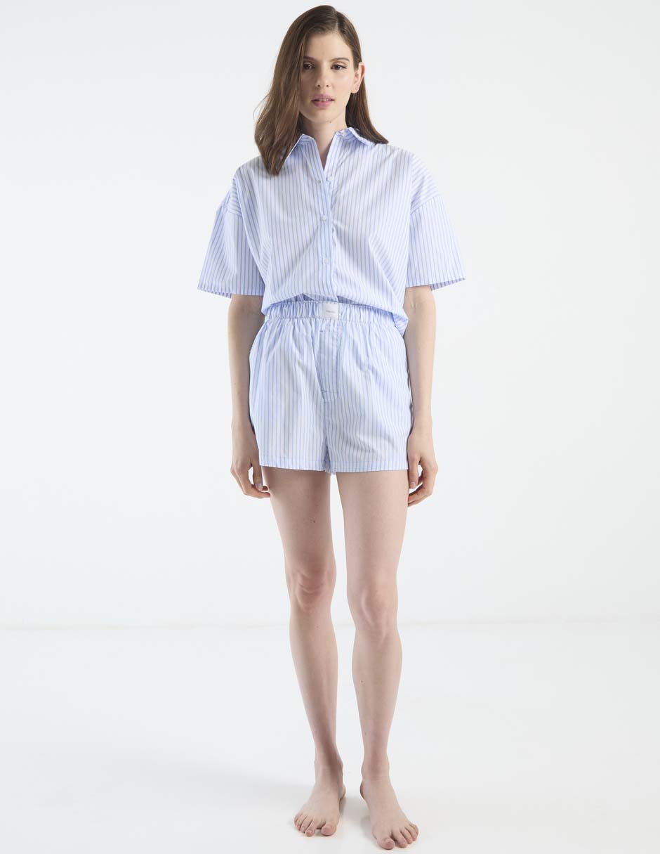 Pijama short a rayas de algodón para mujer 5