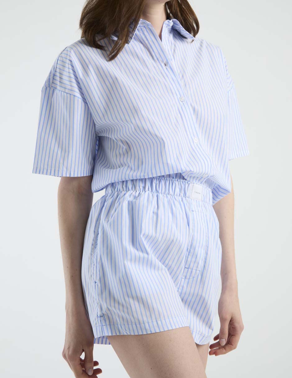 Pijama short a rayas de algodón para mujer 2