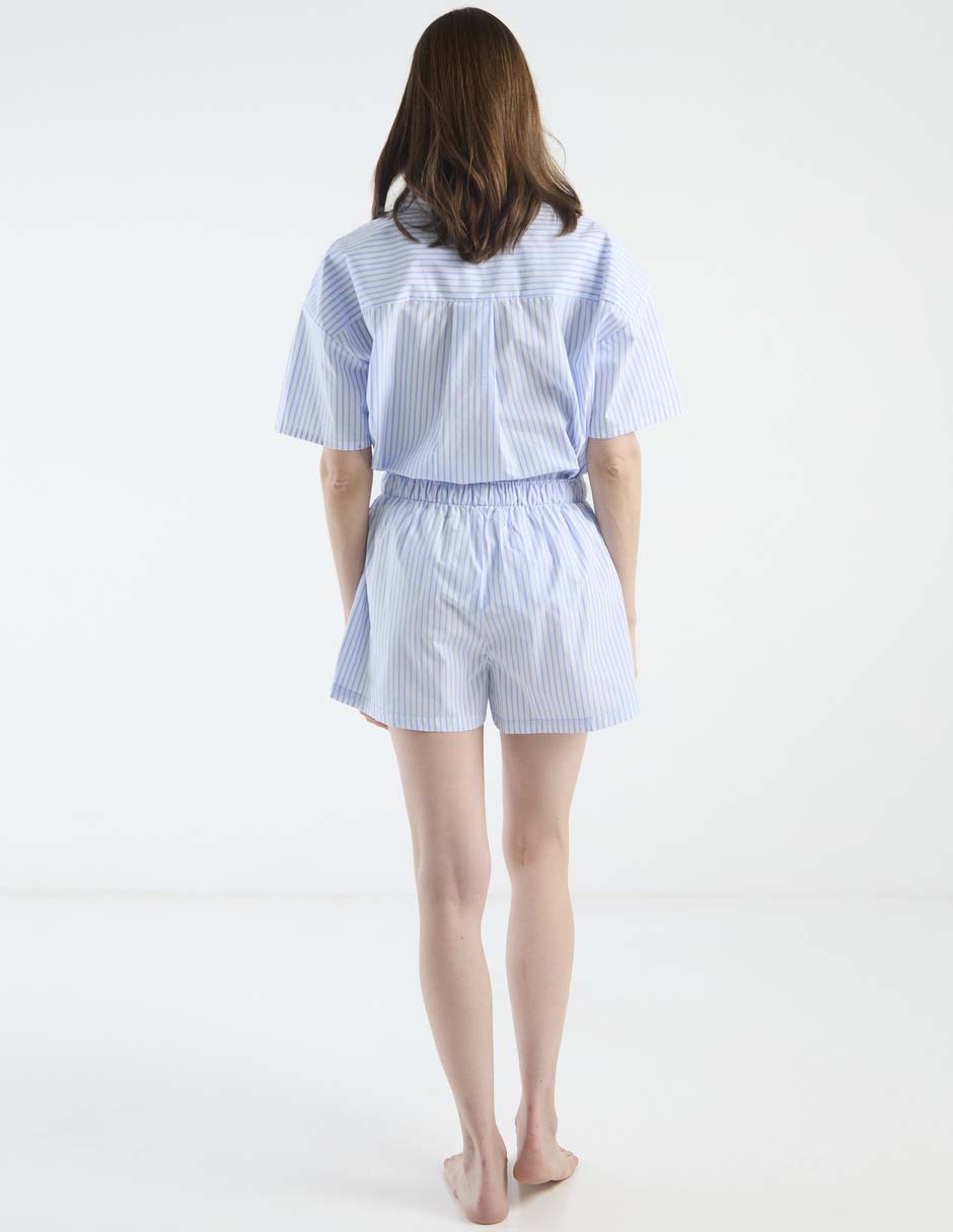 Pijama short a rayas de algodón para mujer 6