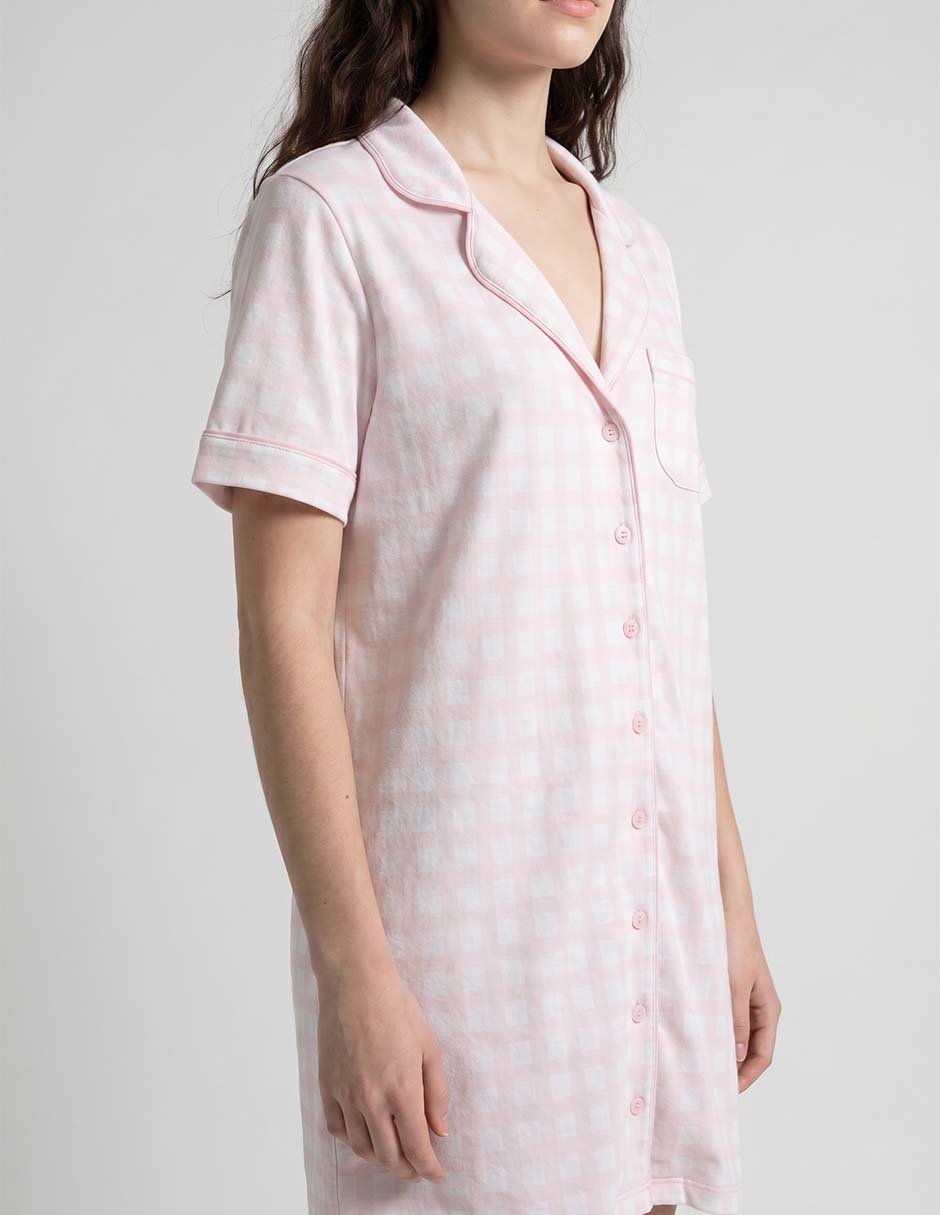 Camisón estampado a cuadros de algodón 3