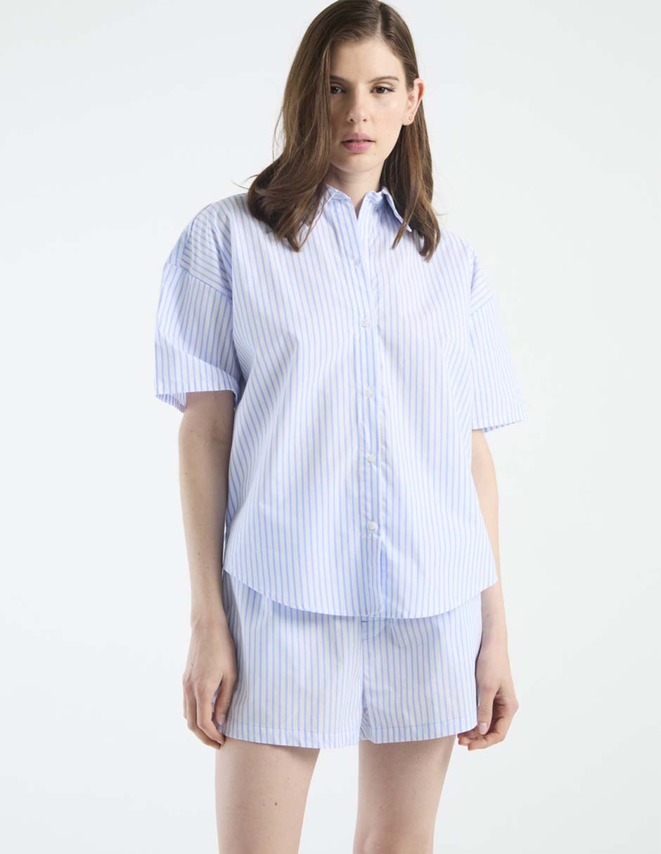 Playera pijama estampado a rayas para mujer 2