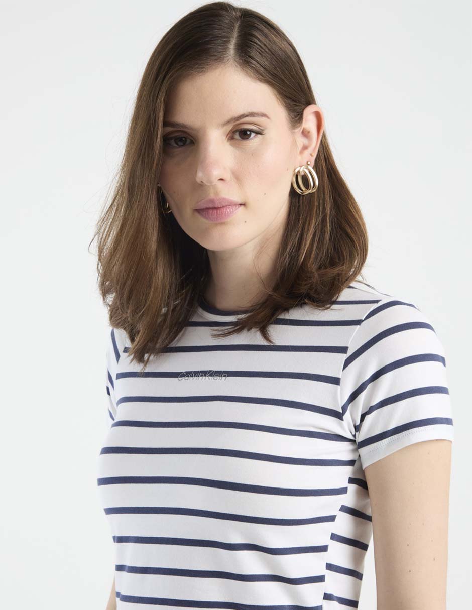 Playera pijama estampado a rayas para mujer 3