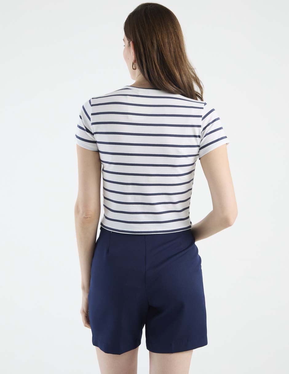 Playera pijama estampado a rayas para mujer 5