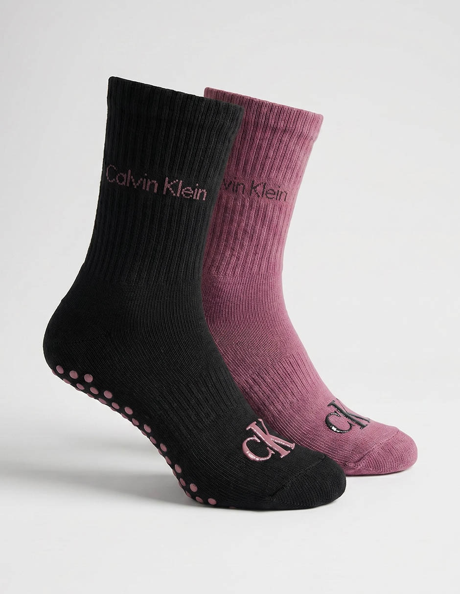 Set de calceta antiderrapante Calvin Klein de algodón para mujer 2 pares 1