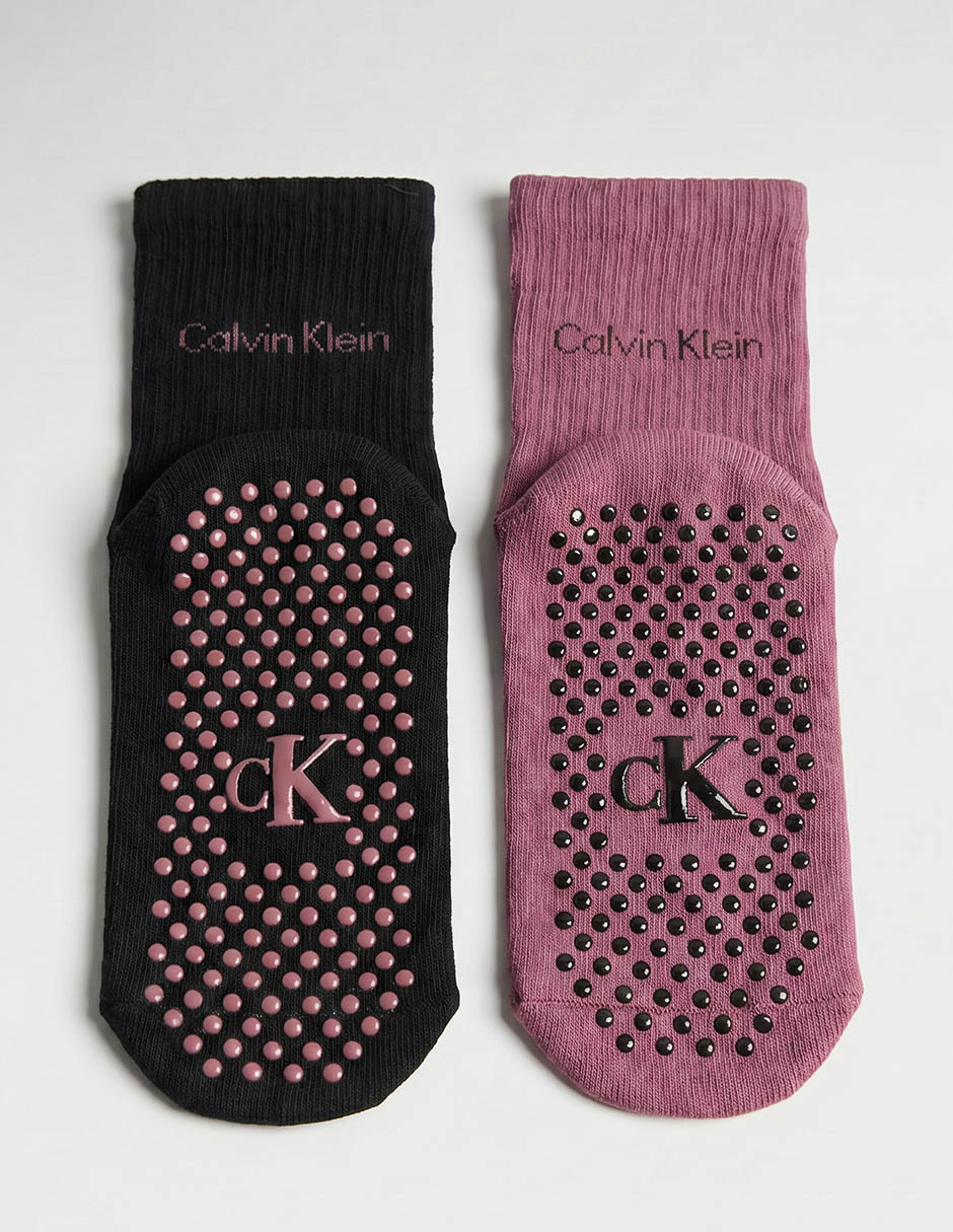 Set de calceta antiderrapante Calvin Klein de algodón para mujer 2 pares