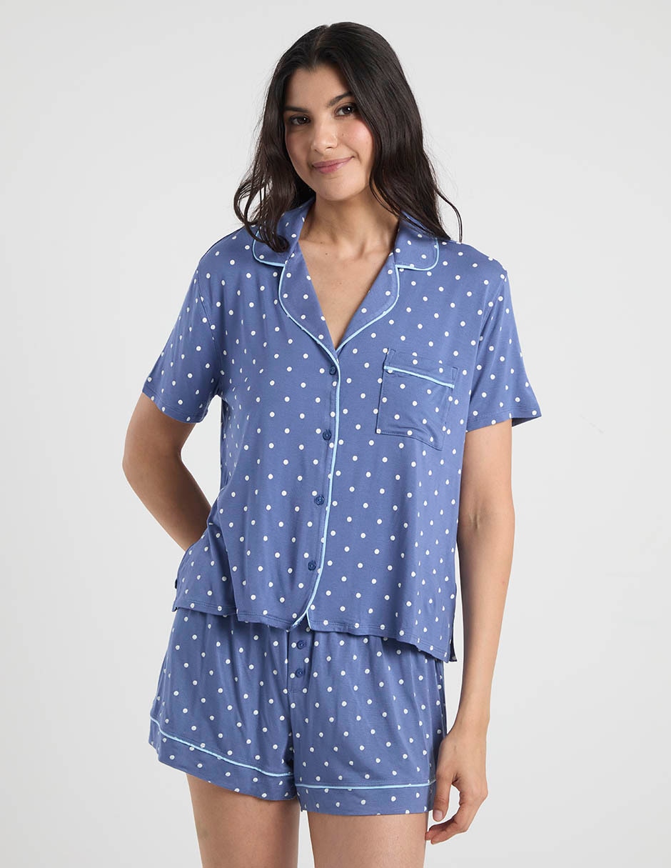 Playera pijama estampado lunares para mujer Playera pijama estampado lunares para mujer