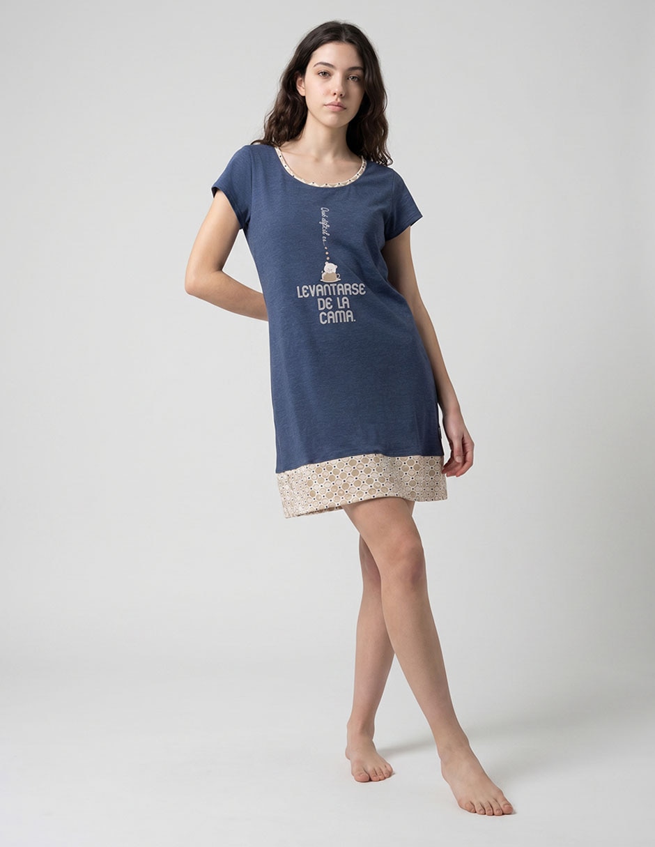 Camisón Estampado Liso De Algodón