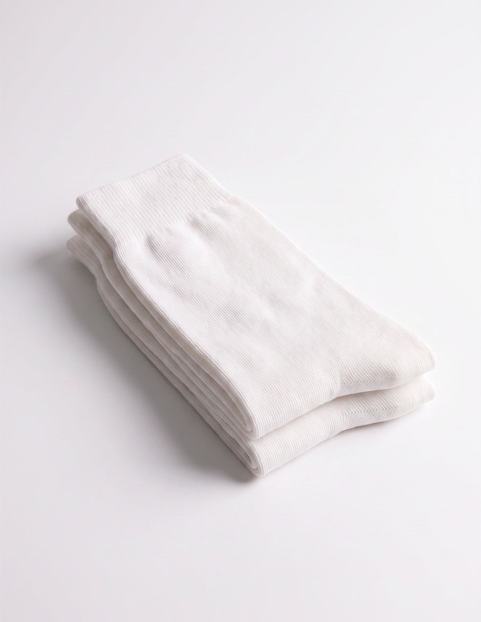 Set de calcetín comfort punto blanco de algodón para mujer 2 pares 3