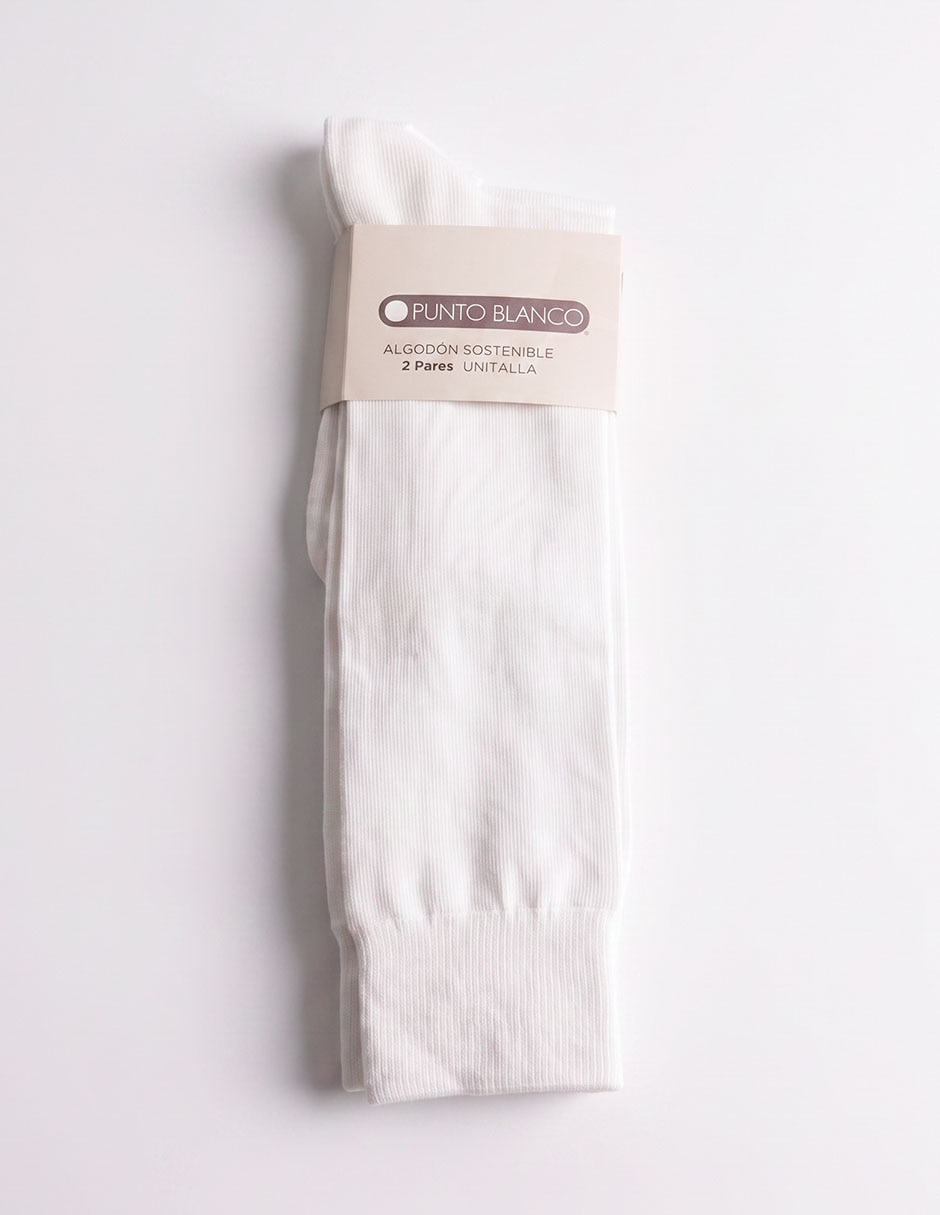 Set de calcetín comfort punto blanco de algodón para mujer 2 pares 4