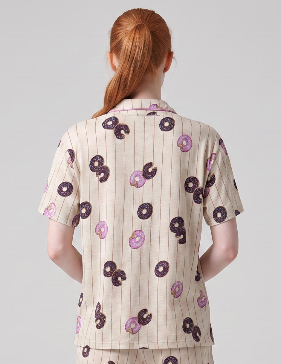Playera pijama estampado a rayas para mujer 2