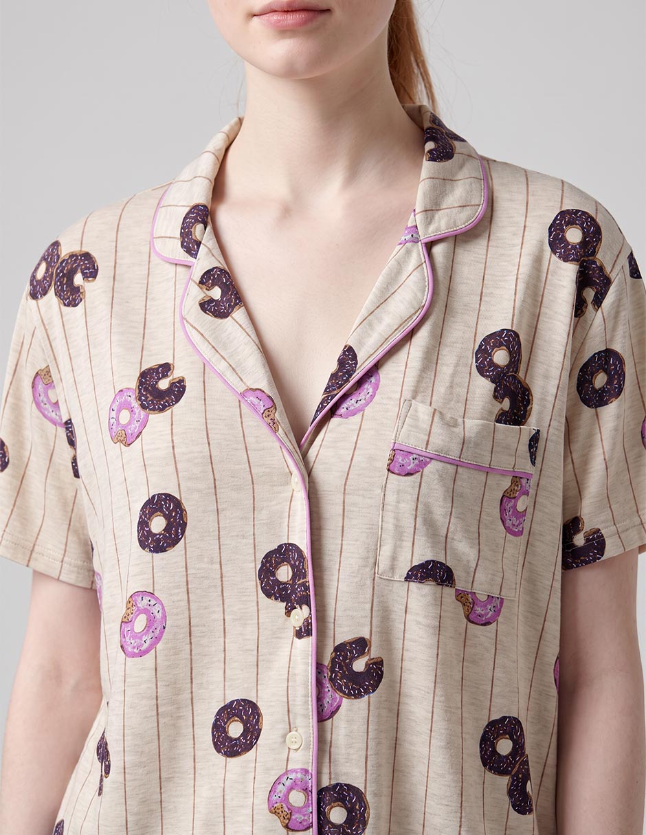 Playera pijama estampado a rayas para mujer 3