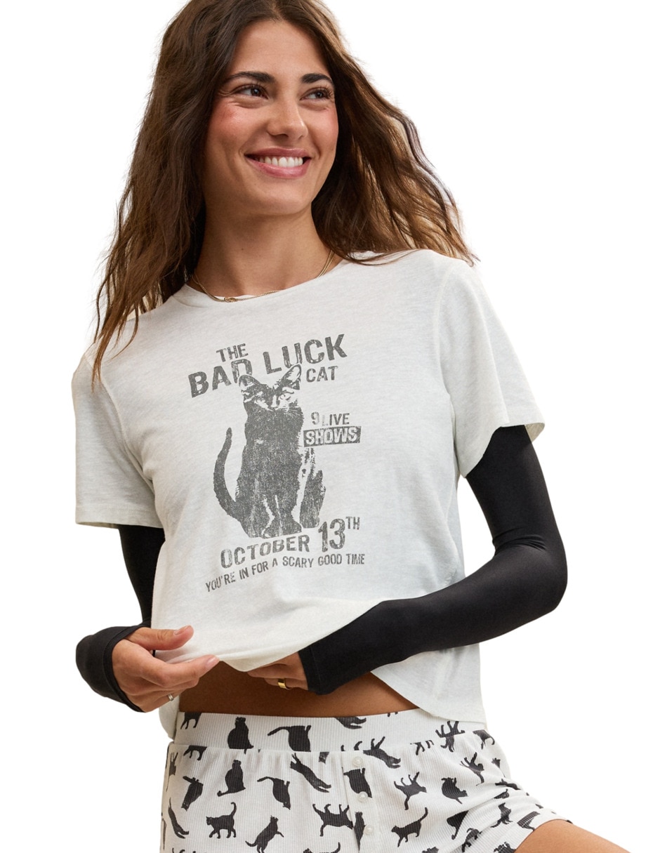 Playera Halloween Tees manga corta para mujer