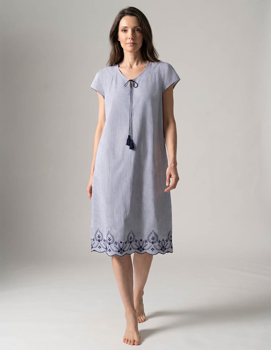 Camisón estampado a rayas para mujer Camisón estampado a rayas para mujer